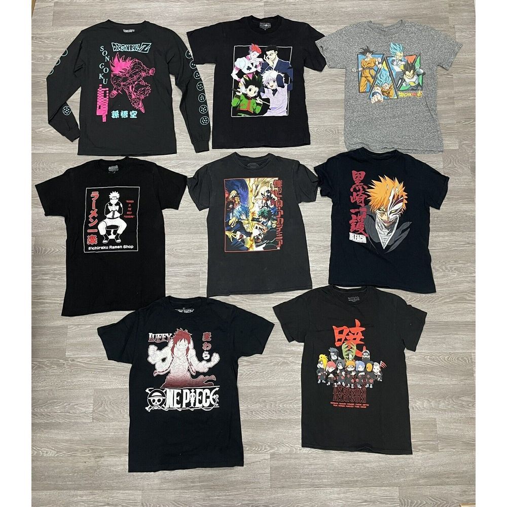 Lot of 8 Anime Men's T Shirts‎ Size S - DBZ Naruto Bleach One Piece